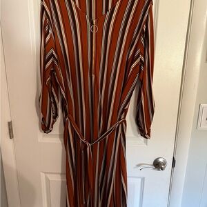 Striped Rust and White Dress